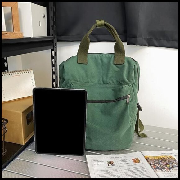 Vintage Denim Canvas Backpack Daypack Lightweight Rucksack Adjustable Straps main image 6